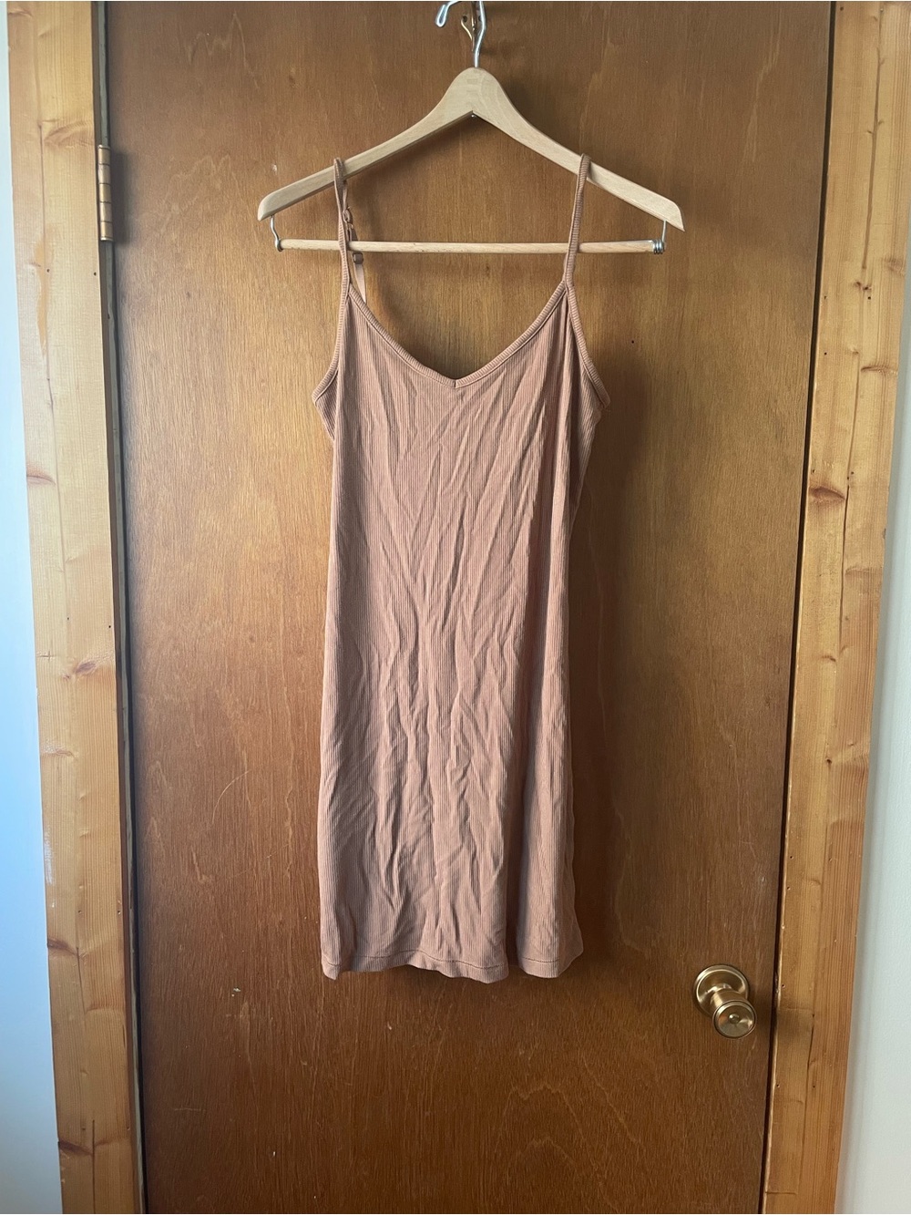 Ribbed Tank Dress in Warm Camel